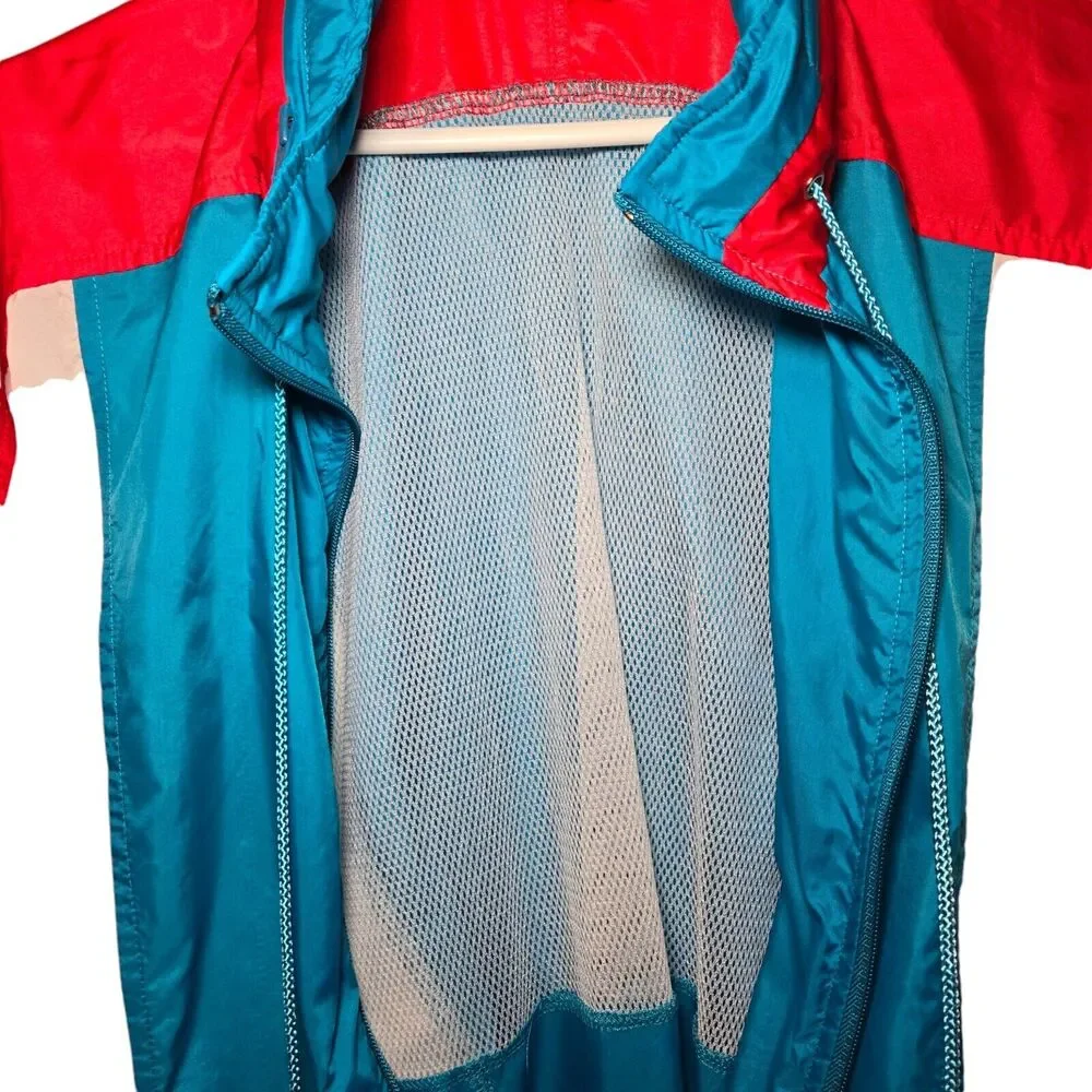 Nike Vintage 90s Blue Color Block Mens Hooded Windbreaker Jacket Large